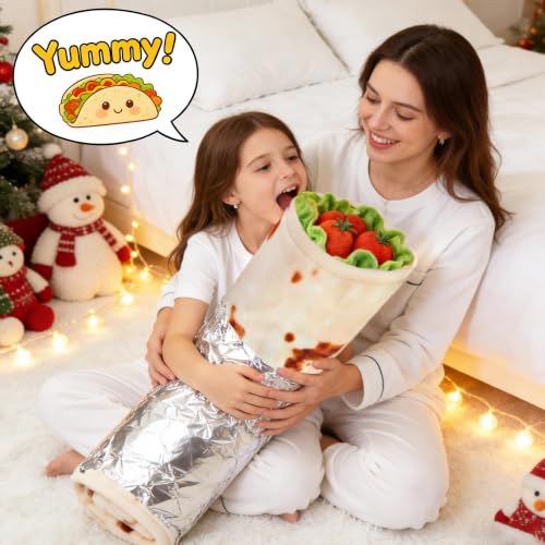 SeaRoomy Burrito Tortilla Blanket - Soft Flannel Round Food Throw