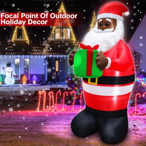 TURNMEON 6Ft Black Santa Claus Inflatable Christmas Decorations Outdoor