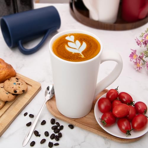 YINUOWEI 20oz White Ceramic Coffee Mug Large Tall Coffee Cup with Handle