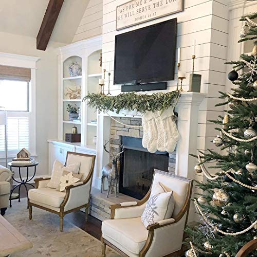 Cable Knit Christmas Stockings 4-Pack - 18 Inch Large Ivory White Decor