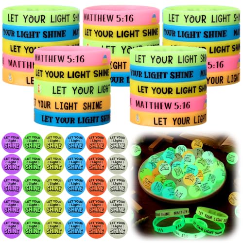 60-Piece Christian Glow in the Dark Party Favor Set: Silicone Wristbands & Balls