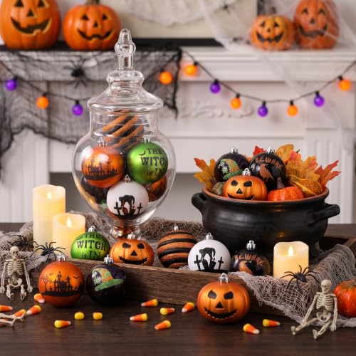 16-Piece Halloween Ornament Set - 3.2-Inch Shatterproof Hanging Decorations