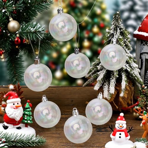 Iridescent Clear Ornament Balls (18 Pack, 4 Sizes) for Halloween & Christmas