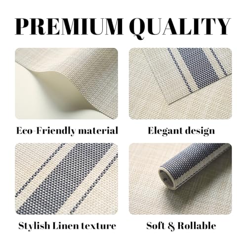 Woven Vinyl Placemats Set of 4 - Heat-Resistant Washable Dining Table Mats