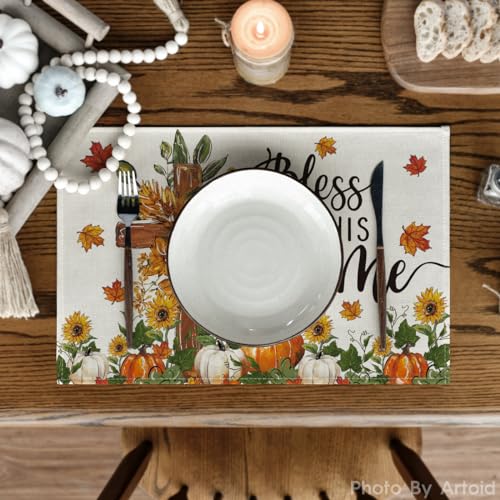 Artoid Mode Pumpkins Floral Placemats Set of 4 – 12 x 18 inches