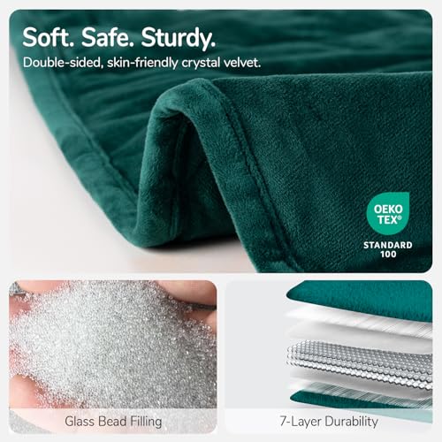 Weighted Lap Blanket 7 lbs - 41" x 53" Leaf Pattern Green Velvet