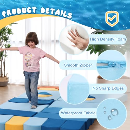 22-Piece Modular Kids Play Couch - Convertible Toddler Sofa & Fort Building