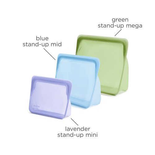 Stasher Premium Silicone Reusable Food Storage Bags, 3-Pack, Multi, Multi-Use Food Storage Bags, Lunch Bag, Travel Containers, BPA Free, Leak-free, Dishwasher-Safe, Eco-friendly