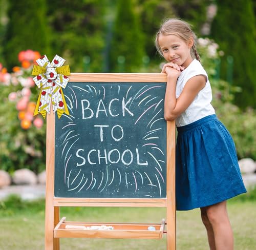 2-Pack Back to School Wreath Bows - Pencil & Apple Burlap Decor Bows