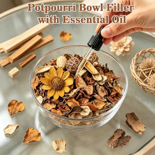Sandalwood Scented Potpourri Bowl Filler Set with Essential Oil