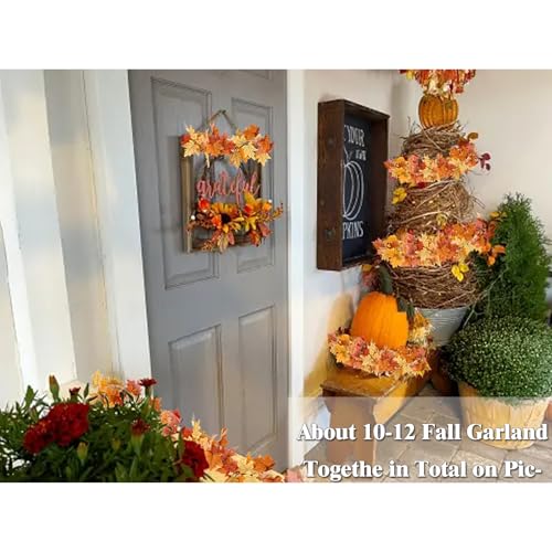 AWARDSEN 2-Pack 13FT Artificial Fall Maple Leaf Garland for Thanksgiving Decor