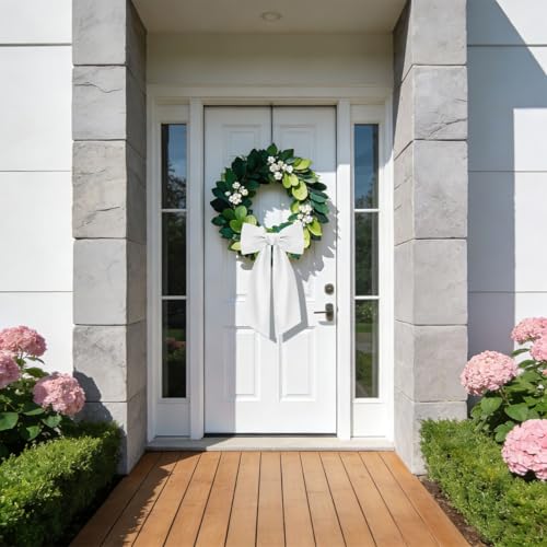 White Wreath Sash for Front Door 2-Pack Polyester Embroidery Blank