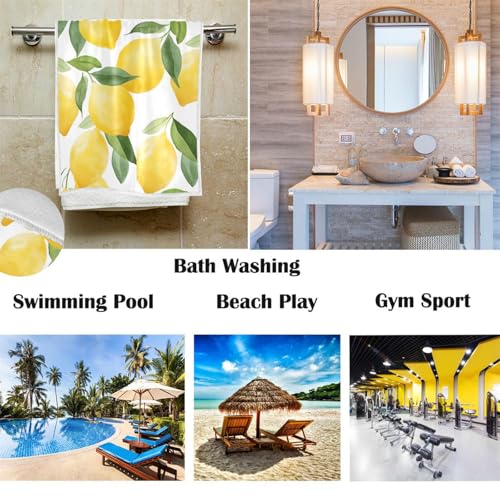 Lemon Print Hand Towel 16x30, Soft Absorbent Kitchen & Bathroom Towel