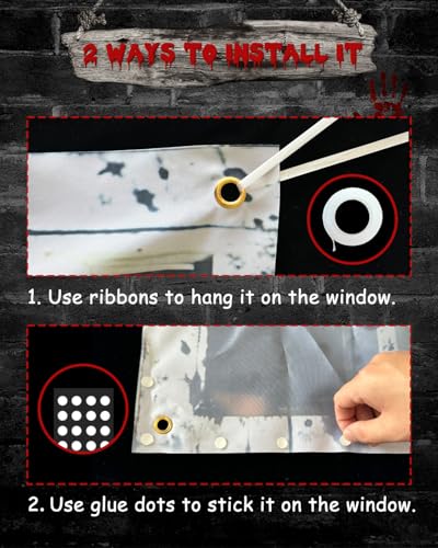 Scary Ghost Window Decorations - 2 Pcs Halloween Cover Set