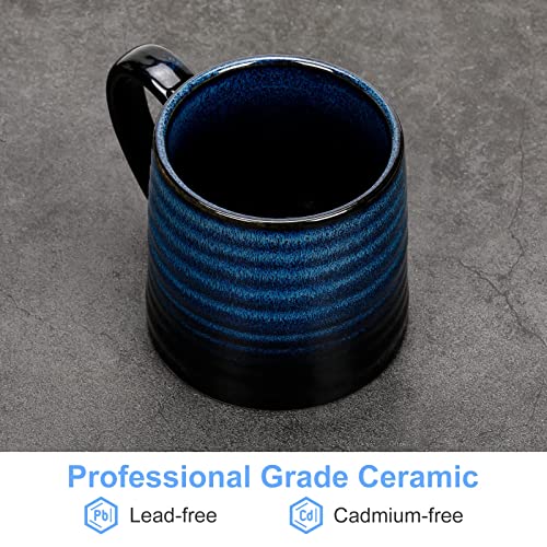RELEDESA 18 Oz Starry Blue Large Ceramic Coffee Mug with Big Handle - Handmade Pottery Tea Cup, Microwave & Dishwasher Safe