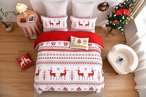 DJY Red Deer Christmas Pillowcases Set of 2 20x28 Inch Holiday Decor