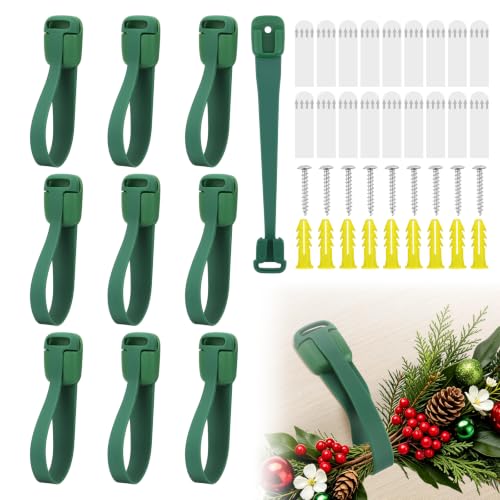 9-Piece Christmas Garland Hangers for Mantle, Stretchable Silicone Wreath Hooks
