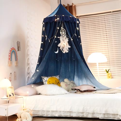 Girls Princess Bed Canopy - Soft Round Dome Hanging Reading Nook Tent