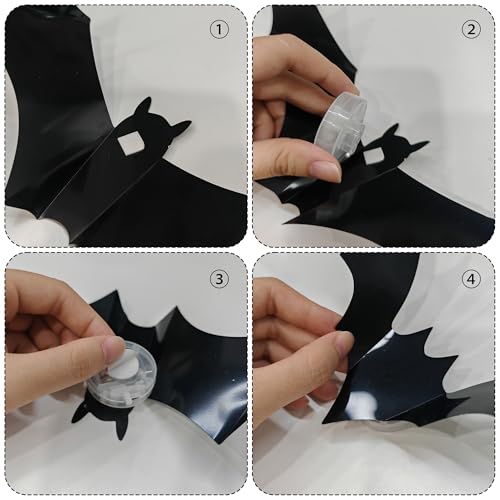 40PCS 3D Halloween Bat Wall Stickers with LED Lights - Removable Decor