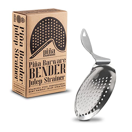 Piña Barware The Bender Julep Style Cocktail Bar Strainer - Brushed Finish, 1 Pack