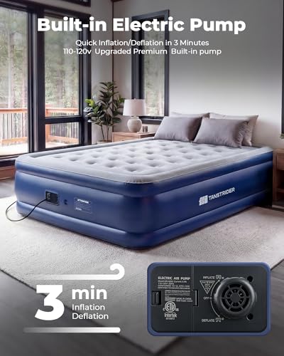 Full Air Mattress with Built-in Pump, 18" Raised, Quick Inflate
