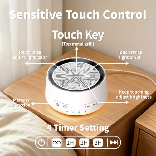 White Noise Sound Machine with 12-Color Night Light & 30 Soothing Sounds