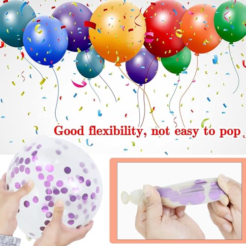 KUULBELA 68-Piece Pink and Purple Balloon Kit with Confetti and Ribbons