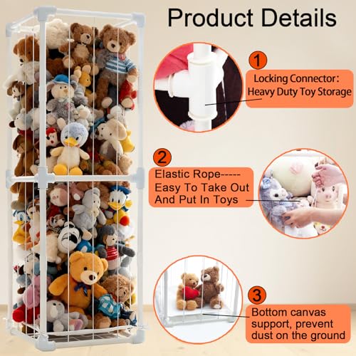 58" Extra Large Stuffed Animal Storage Organizer - Vertical Plush Toy Zoo Cage