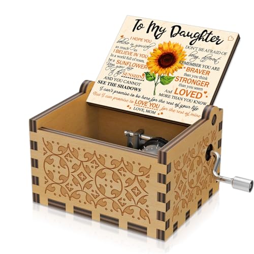 Hand-Carved Wooden Sunflower Music Box - You Are My Sunshine Gift