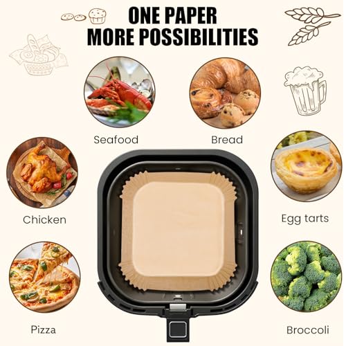8-Inch Disposable Air Fryer Liners - Unbleached Parchment Paper (200 Pack)