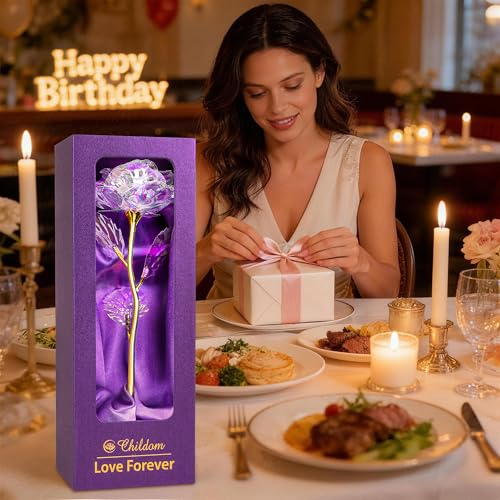Artificial Rainbow Rose Flower Gift for Women, Romantic Keepsake Present