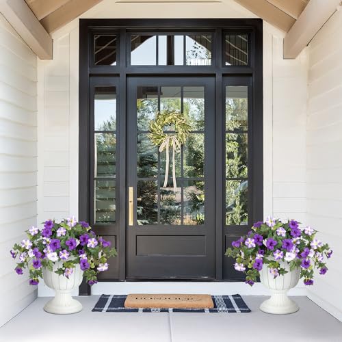 UV-Resistant Artificial Silk Petunia Flowers - 2 Pack Faux Outdoor Plants