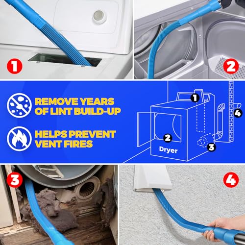 Holikme Dryer Vent Cleaner Kit 2-Pack - Lint Vacuum Hose & Brush