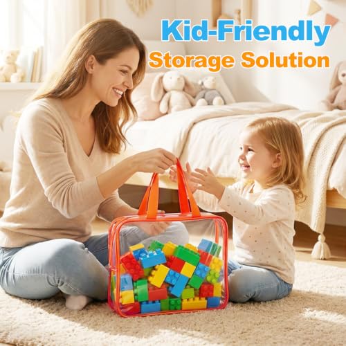 6-Pack Clear Toy Storage Bags with Zipper, Durable PVC Organizer for Toys