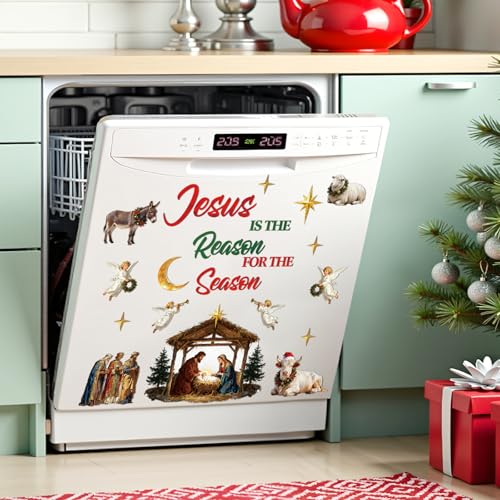 Jesus is the Reason for the Season Christmas Dishwasher Magnets | Nativity Refrigerator Decor (20-Piece)