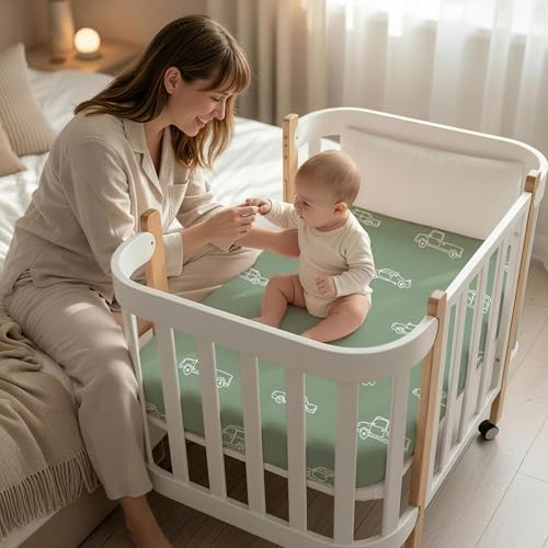 GLLQUEN BABY Bedside Sleeper Bassinet Sheets 33x20 Inch - 4-Pack Soft Fitted