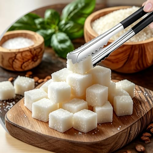 Stainless Steel Ice Tongs with Black Silicone Handles 6 Inch - Perfect for Ice, Fruits, and Serving