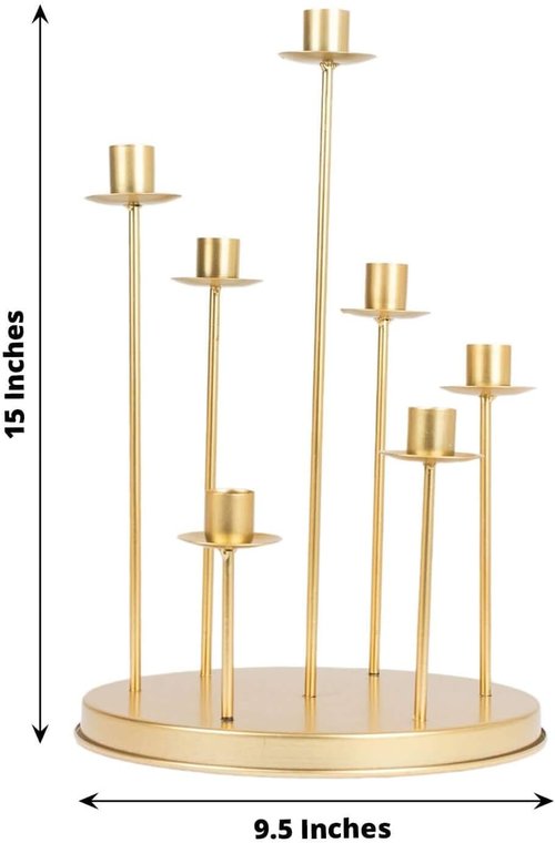 Efavormart 15" Tall Gold Metal Cluster Taper Candle Holder - Elegant Wedding Table Centerpiece