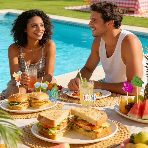 Beach Themed Cocktail Picks - 100pcs Bamboo Food Sticks for Appetizers & Charcuterie