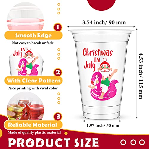 Weewooday 12oz Christmas in July Disposable Plastic Cups, Santa Flamingo Theme