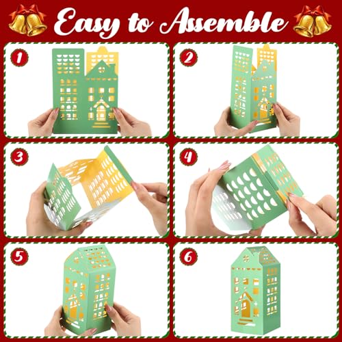 36-Piece DIY Paper Christmas Village Set - Cardboard Houses & Trees