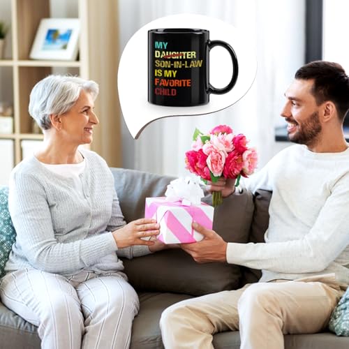 Black Ceramic Mug - My Son-in-Law Is My Favorite Child Gift 11oz - Funny Mother-in-Law & Father-in-Law Gift