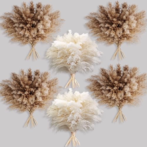 Natural Dried Pampas Grass Decor (60 Pcs, 17 Inch) - Fluffy Boho Room Decor
