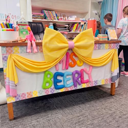 Giant Pencil Bow Classroom Decor - 42x24 Inch Back to School Hanging Decor
