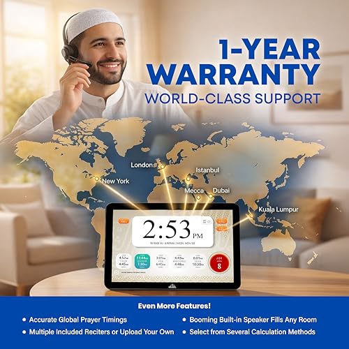 10-Inch Smart WiFi Digital Azan Clock & Quran Player for Muslim Home