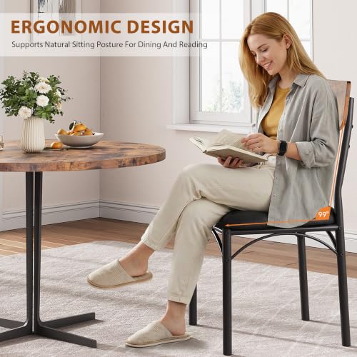Upholstered Dining Chairs Set of 4, Industrial PU Leather Kitchen Chairs