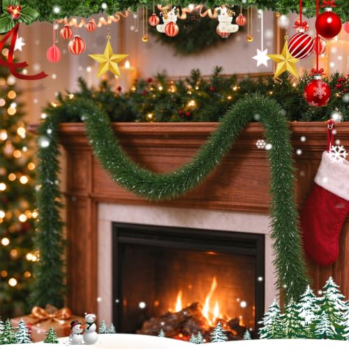 PLACHIDAY 3 Pack Christmas Garlands 16.4 ft Each - Full Evergreen Pine for Tree, Mantle, Staircase (GL-GR54-A-P1-13)