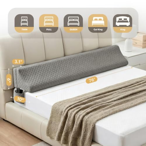 Foldable Bed Wedge Pillow Gap Filler, King Size, Dark Grey