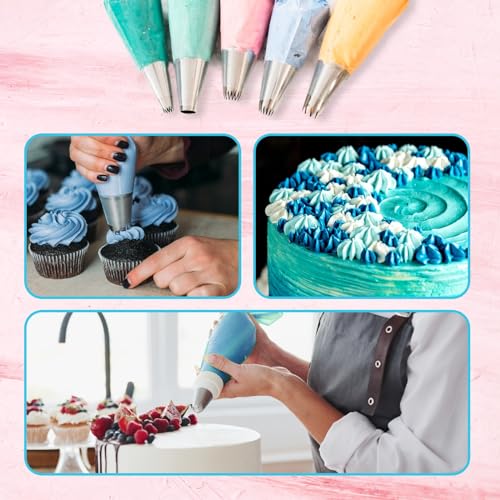 124 Pcs Cake Decorating Kit with 100 Anti-Burst Piping Bags, 16 Tips & Scrapers