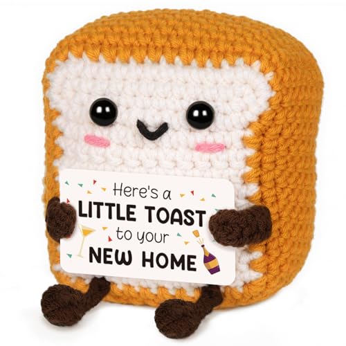 Mini Handmade Crochet Toast Plushie with Card - Funny Housewarming Gift